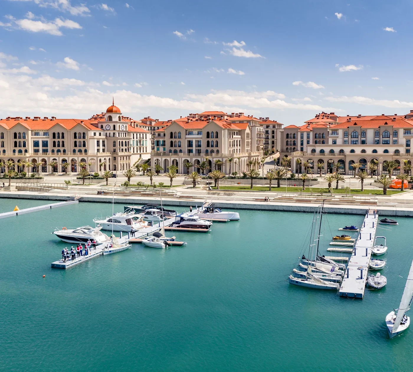 Yachts at the piers of Sea Breeze Marina